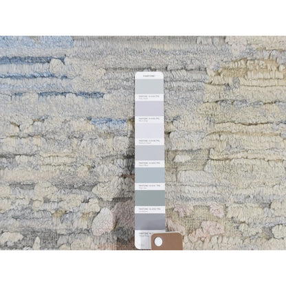 8'X10'6" Ivory Pure Silk Hand Knotted Modern Oriental Oriental Rug