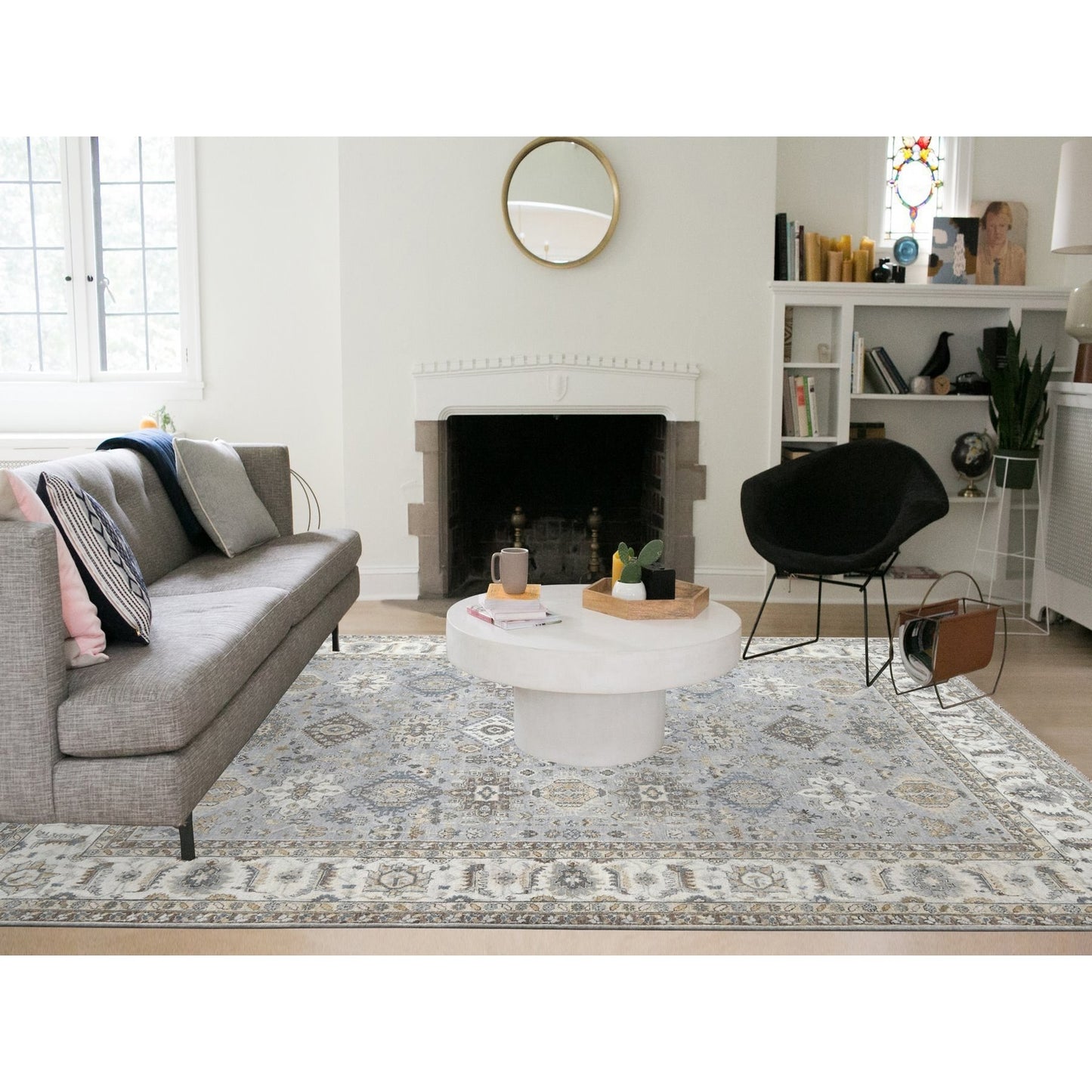 9'X12' Chrome Gray Organic Wool Karjihooz Design Hand Knotted Rug
