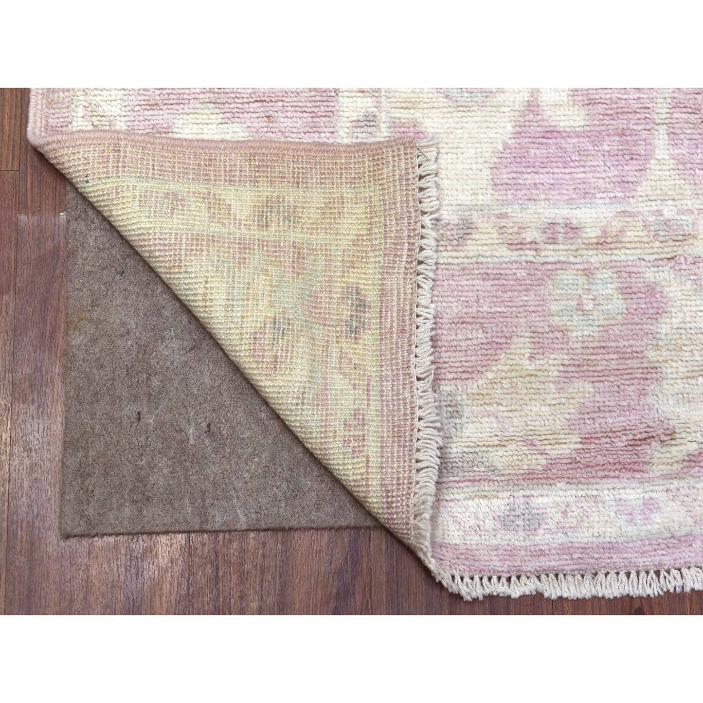 6'1"X8'8" Soft Wool Hand Knotted Coral Pink Angora Oushak Oriental Rug