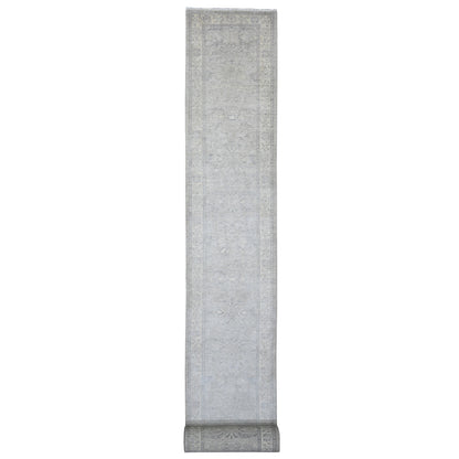 2'10"x31'9" Gray Heriz All Over Design Pure Wool Hand Knotted Runner Rug