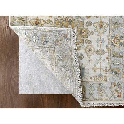 2'9"X17'10" Ivory Shiny Wool Hand Knotted Karajeh Design Xl Runner Rug