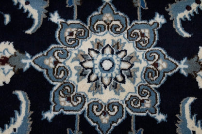 Hand-Knotted Navy Blue Classic Floral Oriental Rug Small Area Carpet 2'9X4'5 ft