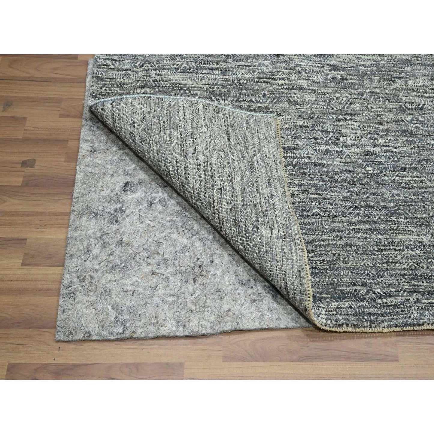 8'X10' Gray Kohinoor Pattern Small Geometric Design Hand Knotted Wool Rug