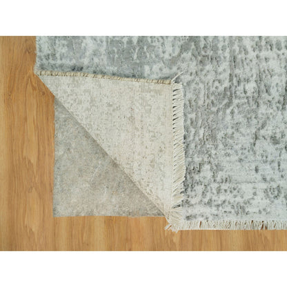 2'X3'2" Gray Broken Zoroastrian Hand Knotted Wool And Silk Oriental Rug