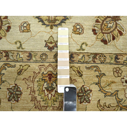 5'6"X8'1" Ivory Pure Wool Agra With Ziegler Design Leaf Pattern Hand Knotted