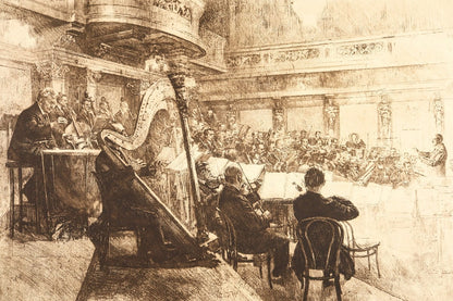 Ferdinand Schmutzer 1926 Original Etching -Wiener Philharmoniker Austrian Signed