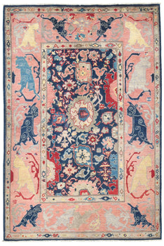 Handmade Kazak Pakistan Rug Floral Modern Design