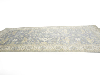 Muted 8X16 Gray Floral Oushak Oriental Rug Handmade Oversized Area Carpet