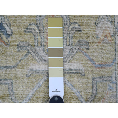 2'X3'2" Olive Green Hand Knotted Afghan Angora Oushak 100% Wool Mat Rug