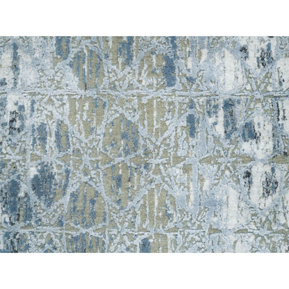 2'6"X10'1" Gray Wool And Silk The Honeycomb Design Handknotted Runner Rug