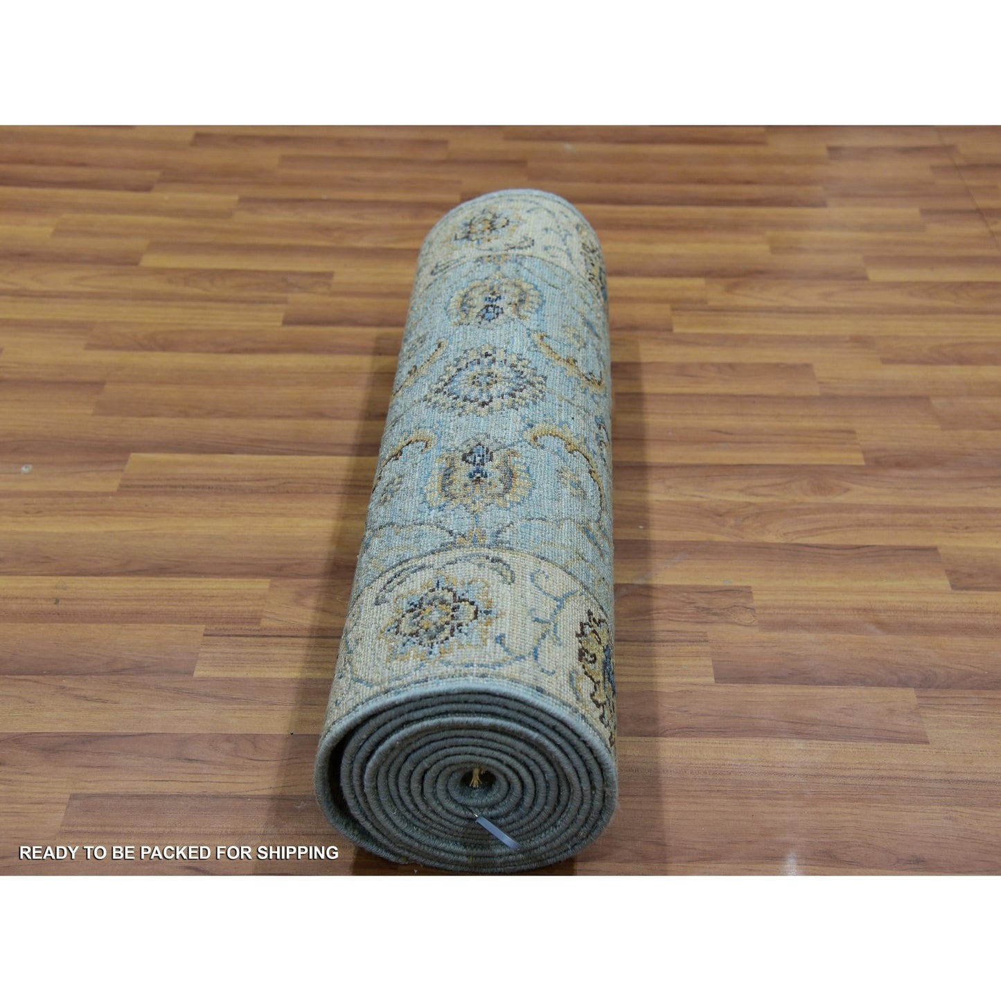 2'6"X14' Reverie Blue Wool Hand Knotted Shah Abbas Runner Oriental Rug