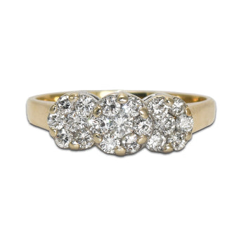 14K Yellow Gold Diamond Estate 1.00Ct Cluster
