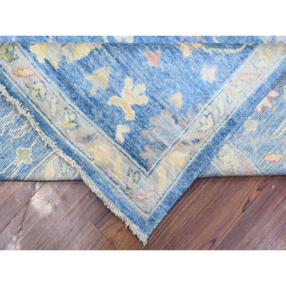 9'X12'2" Denim Blue Afghan Angora Oushak Natural Dyes Oriental Rug