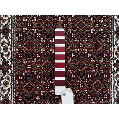 2'1"X13'10" Red Herrita Wool And Silk 175 Kpsi Hand Knotted Runner Rug