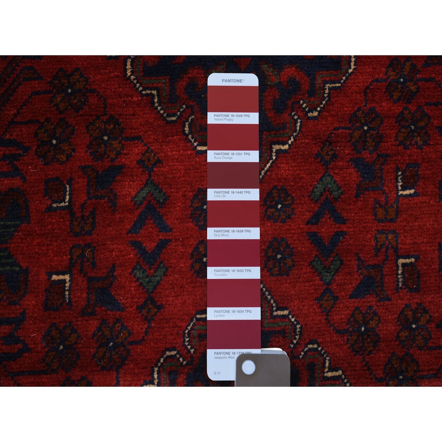 3'X9'7" Red Tribal Design Wool Afghan Khamyab Hand Knotted Runner Rug