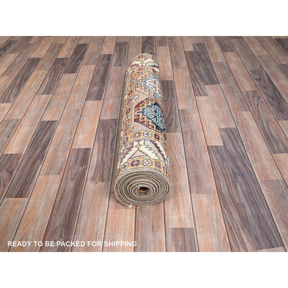 2'10"X9'9" Gray Hand Knotted Special Kazak Pure Wool Wide Runner Rug