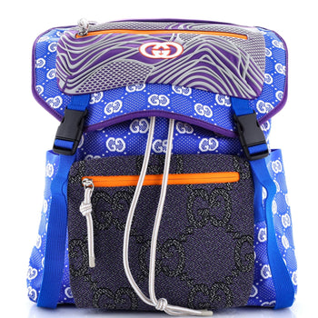 Gucci Panelled Double Buckle Backpack Gg Jacquard Nylon And Rubber Large