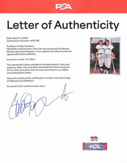 Mickey Mantle Hof 1961 Signed/Inscribed Framed 16X20 Photo Yankees Psa/Dna194467