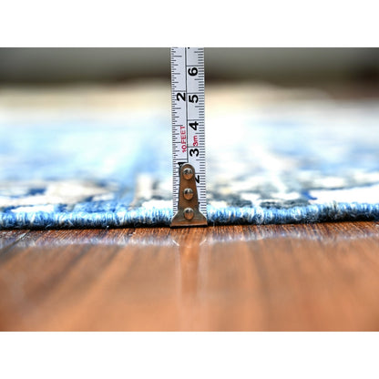 4'X9'10" Blue Fine Aryana Soft Wool Hand Knotted Oriental Rug