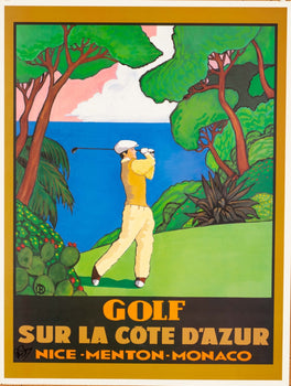 Golf Sur La Cote Dazur Original 2002 Authentic Signed Bruce Skilbeck 20 X 27