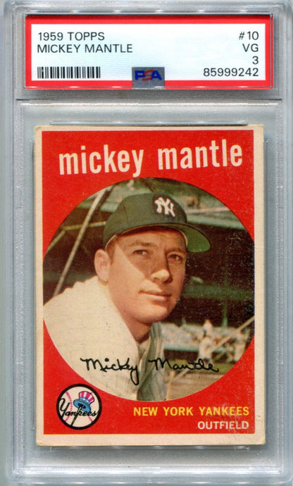 Mickey Mantle 1959 Topps #10 Psa Vg 3