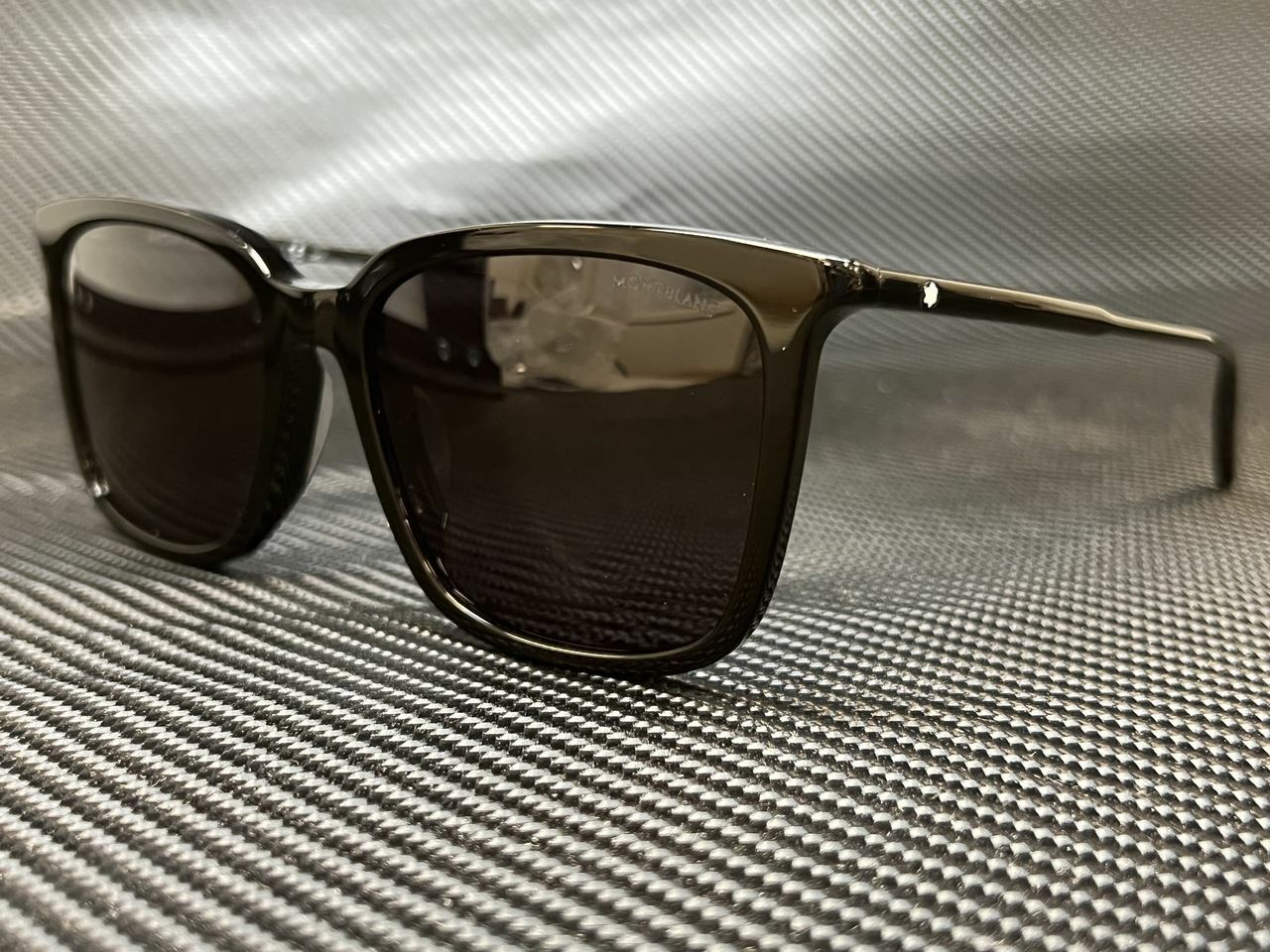 MONT BLANC MB0084SK 001 Black Rectangle 56 mm Men's Sunglasses
