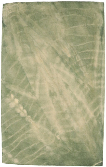 Olive Green Hand-Tufted Abstract Tie-Dye Design