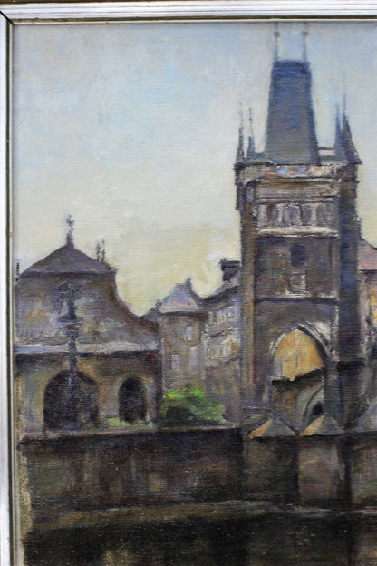 Salomon Zorn (Czech) Oil Painting "Prague Castle