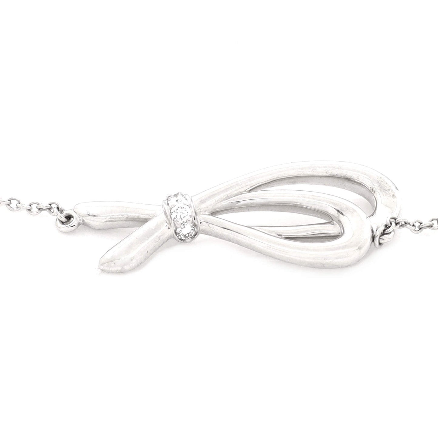 Tiffany & Co. Bow Knot Chain Bracelet 18K White Gold And Diamonds Small