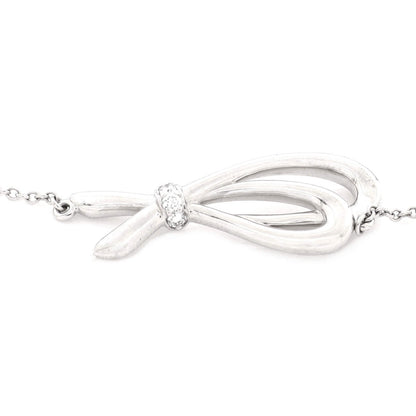 Tiffany & Co. Bow Knot Chain Bracelet 18K White Gold And Diamonds Small