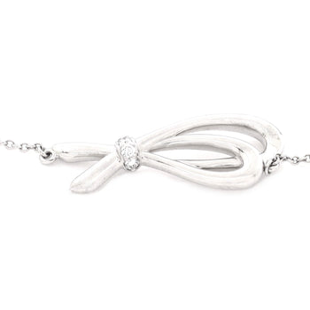 Tiffany & Co. Bow Knot Chain Bracelet 18K White Gold And Diamonds Small