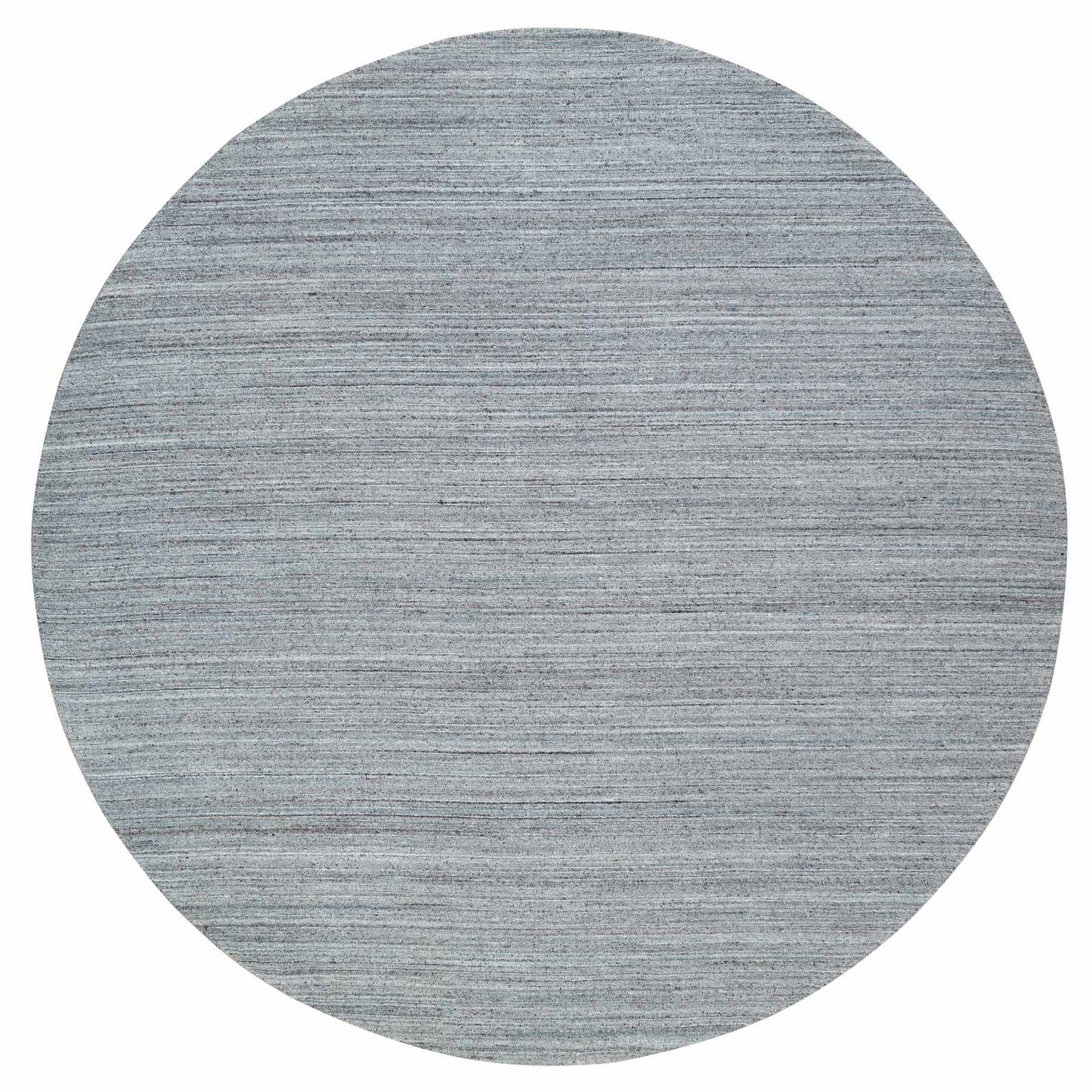 10'1"X10'1" Gray Wool Hand Loomed Modern Striae Design Round Oriental Rug