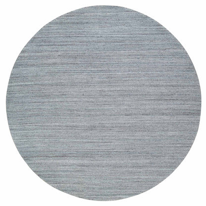10'1"X10'1" Gray Wool Hand Loomed Modern Striae Design Round Oriental Rug