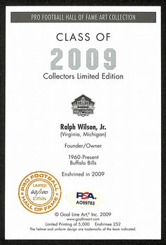 Ralph Wilson Jr. Signed/Inscr Glac Goal Line Art