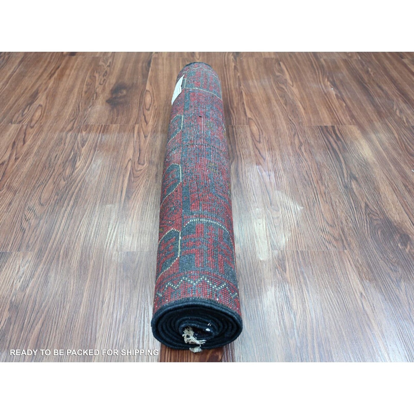 2'6"X6'1" Red Andkhoy Geometric Design Soft Wool Hand Knotted Runner Rug