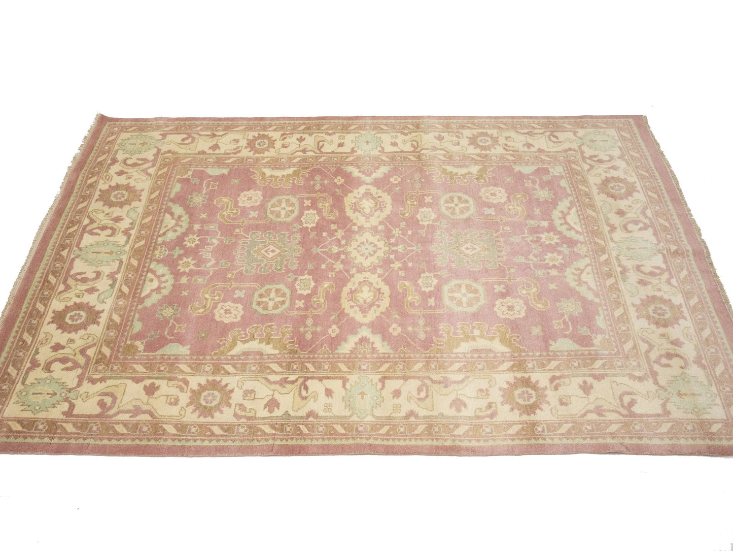 Hand-Knotted Oushak Chobi Oriental Rug Floral Muted Dcor Carpet 9X12 ft