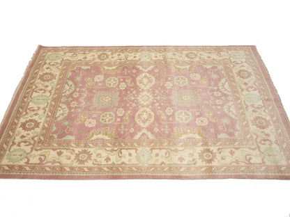 Hand-Knotted Oushak Chobi Oriental Rug Floral Muted Dcor Carpet 9X12 ft