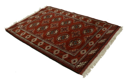 Hand-Knotted Red Tribal Wool Area Rug 3'5X5 ft
