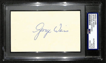George Weiss Signed/Autographed 3X5 Index Card New York Yankees Psa/Dna 197013