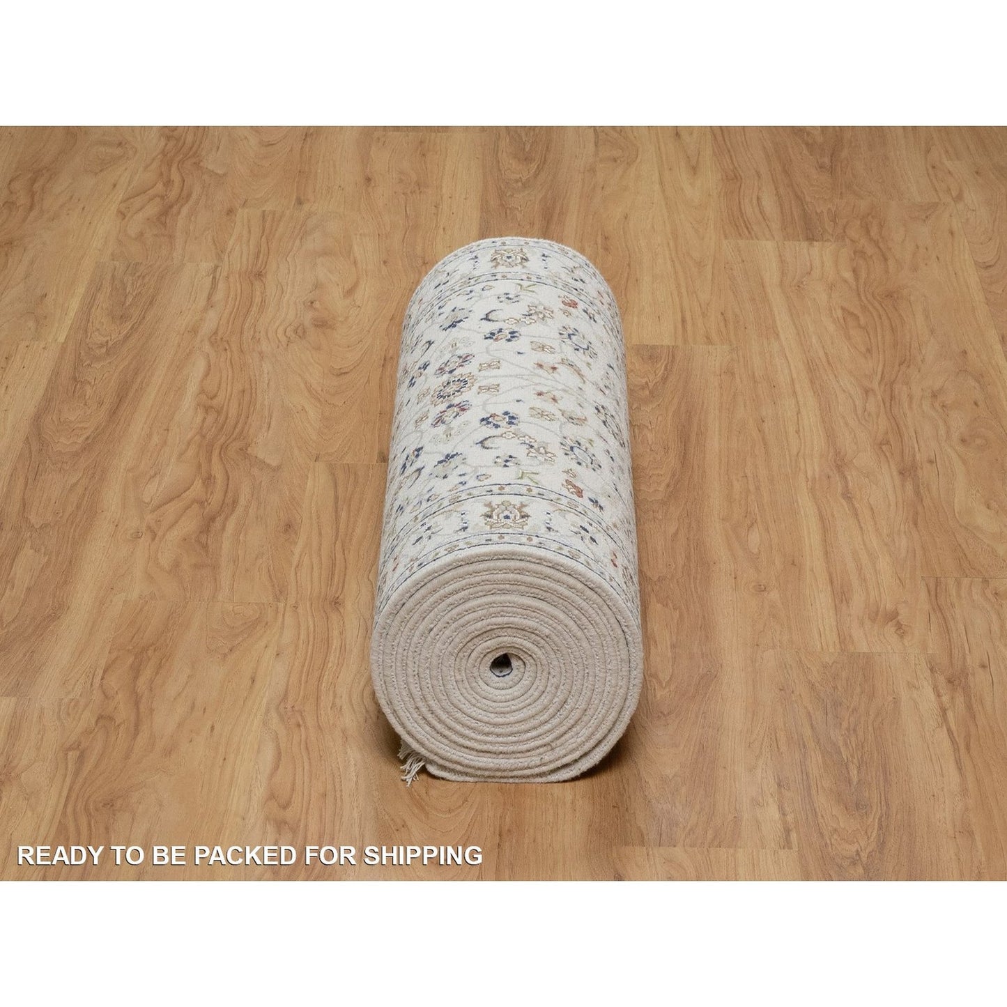 2'9"X18' Ivory Nain Flower Pattern Wool And Silk Hand Knotted Runner Rug