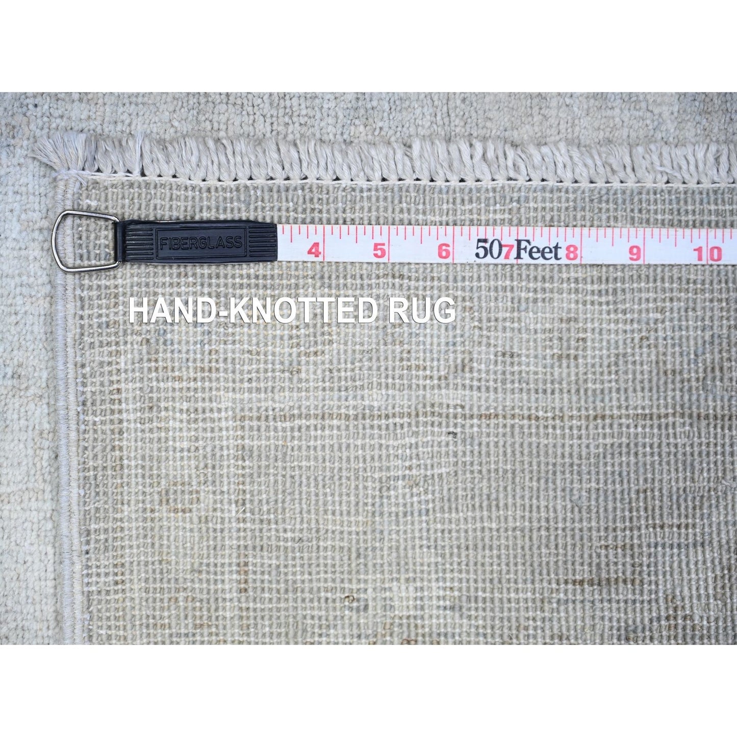 5'X6'9" Gray White Wash Peshawar Pure Wool Hand Knotted Rug