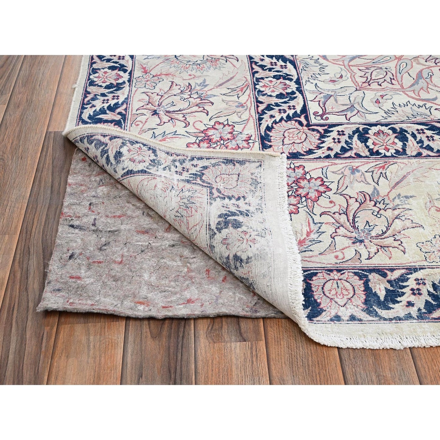 10'X13'2" Ivory Vintage Sino Tebraz 300 Kpsi Soft Wool Hand Knotted Rug