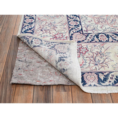 10'X13'2" Ivory Vintage Sino Tebraz 300 Kpsi Soft Wool Hand Knotted Rug