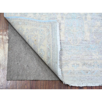 2'10"X5' Ash Gray, White Wash Peshawar Wool Hand Knotted, Oriental Rug