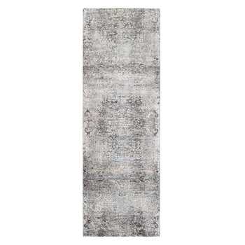 4'X12' Gray Transitional Silk/Wool Hand Knotted Wide Runner Oriental Rug