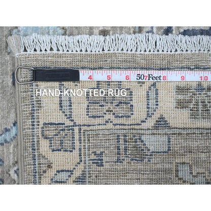 2'5"X10'8" Repose Gray Karajeh Design Hand Knotted Runner Oriental Rug
