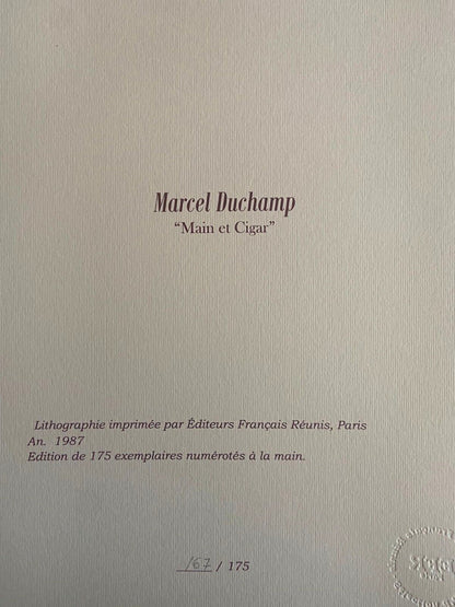 Marcel Duchamp Lithograph Stamped Signed Op Numbered A Hand Crayon