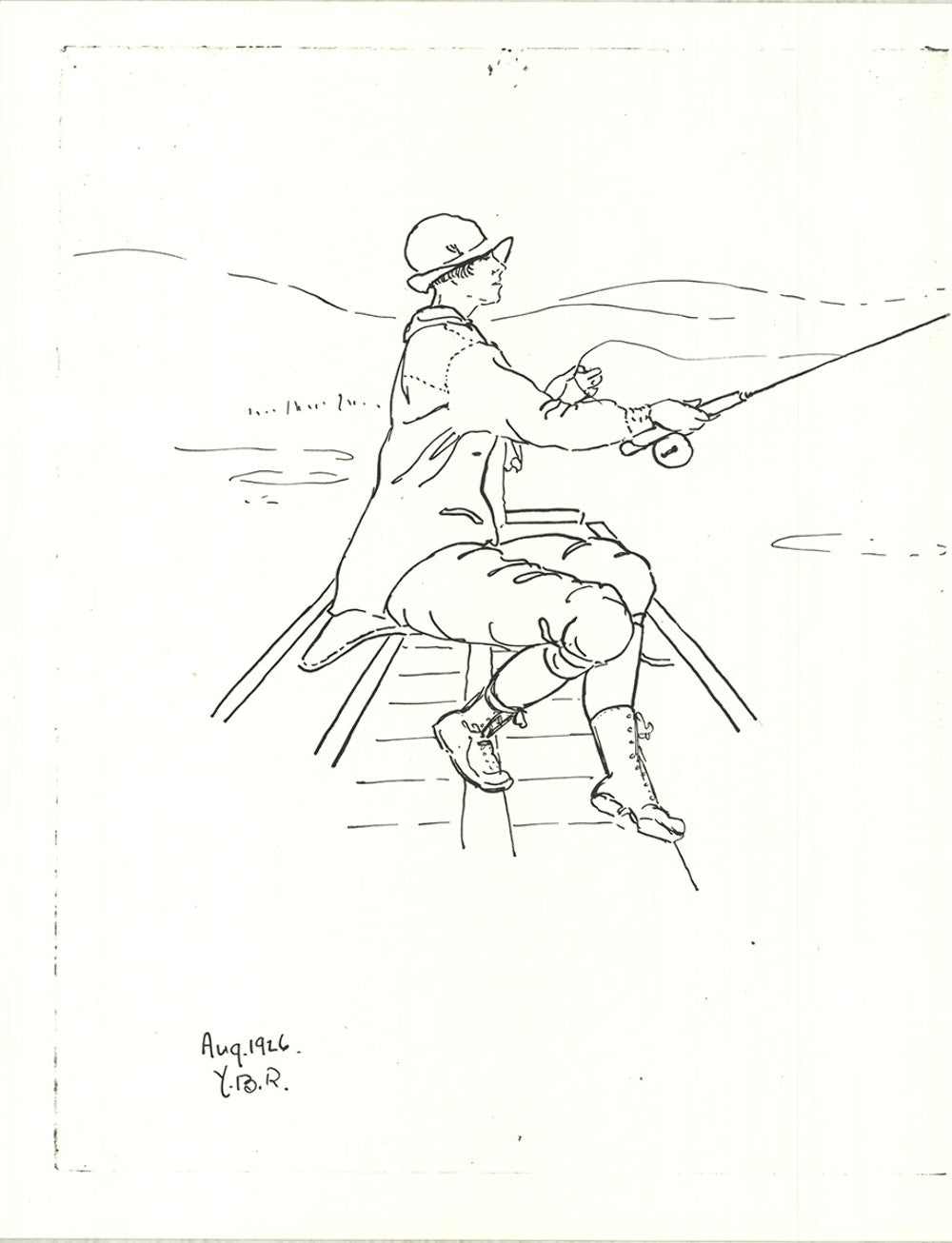 Yb Robinson Woman Fisherman " Lithograph Contemporary