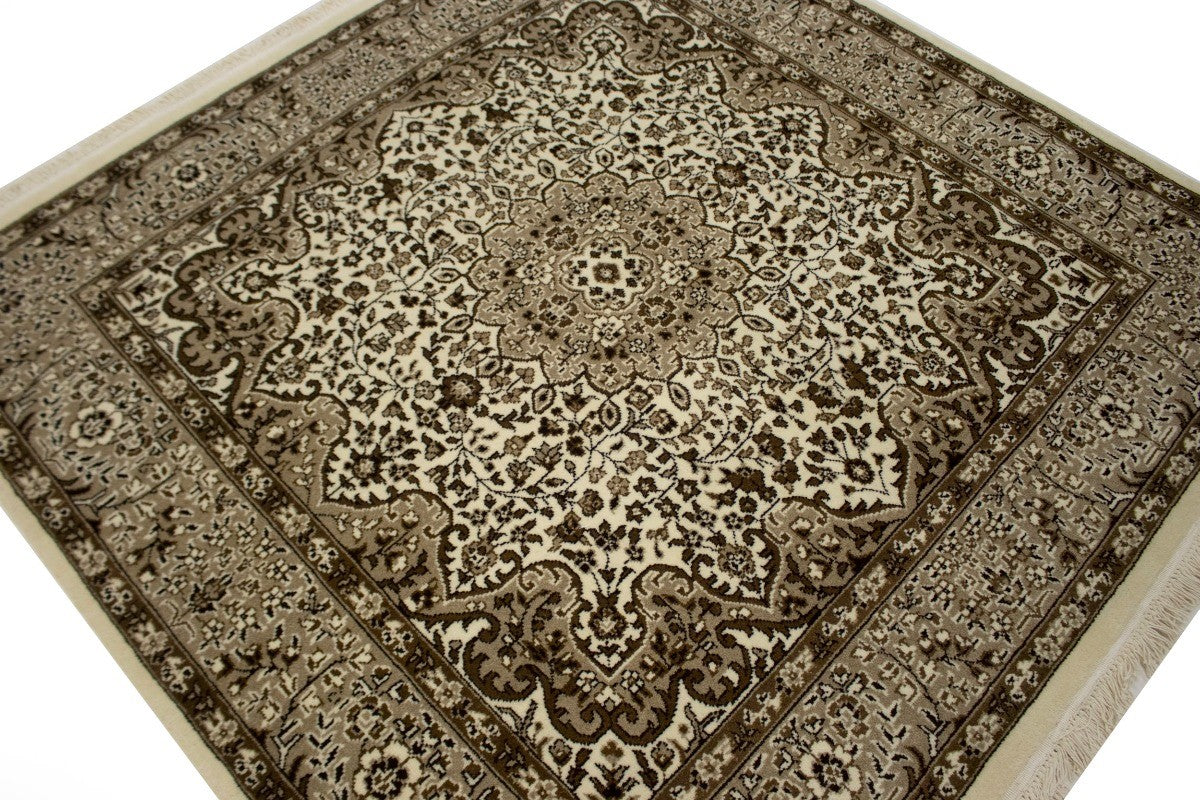 Fine Floral Hand-Knotted Kirman Square 5X5