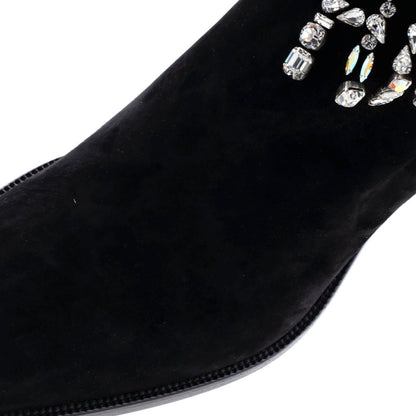 Christian Louboutin Women'S Angels Heeled Ankle Boots Crystal Embellished Suede